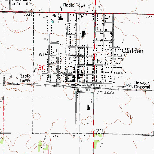 Topographic Map of Glidden Public Library, IA