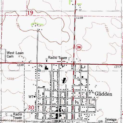 Topographic Map of United Methodist Church, IA