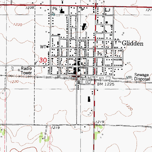 Topographic Map of Glidden, IA
