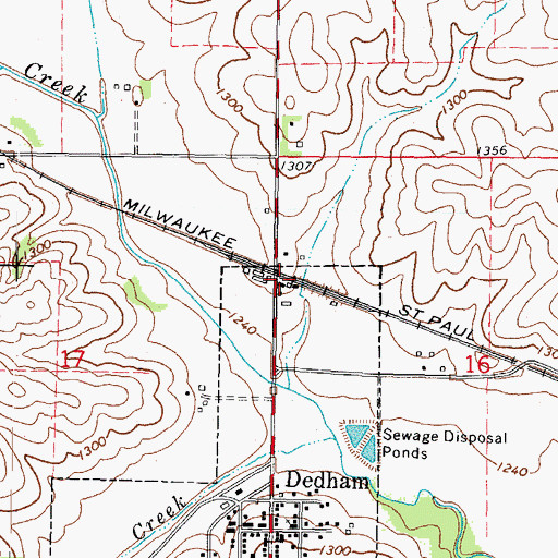 Topographic Map of Dedham, IA