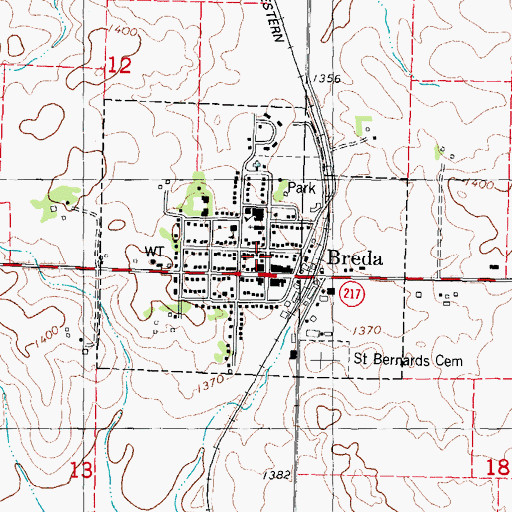 Topographic Map of Breda City Hall, IA