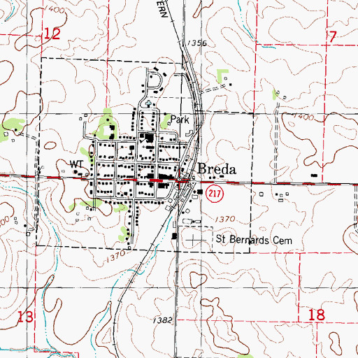 Topographic Map of Breda Feed and Grain Incorporated Elevator, IA