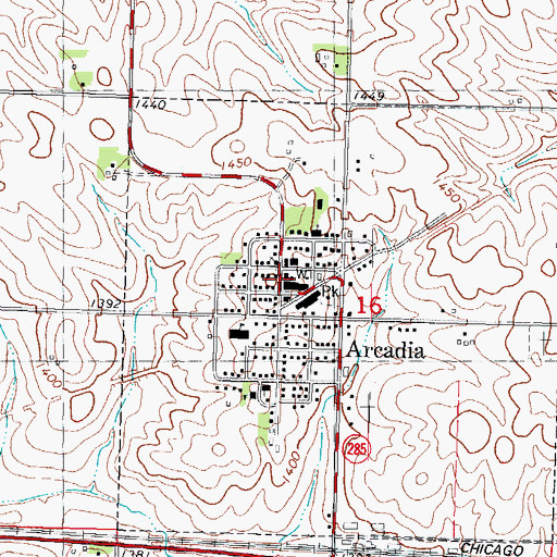 Topographic Map of Arcadia City Hall, IA