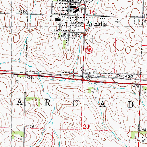 Topographic Map of Arcadia, IA