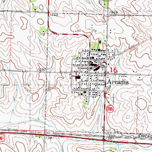 Topographic Map of Arcadia Elementary School, IA