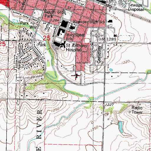 Topographic Map of Carroll Manor, IA