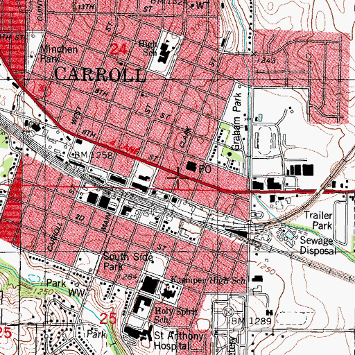 Topographic Map of Carroll Dental Clinic, IA