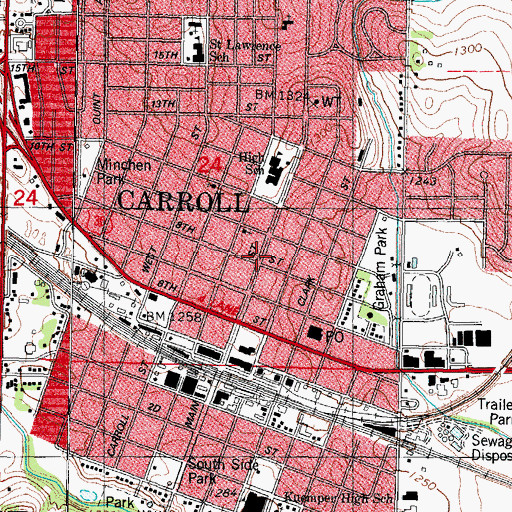 Topographic Map of Carroll Eye Care Associates Center, IA