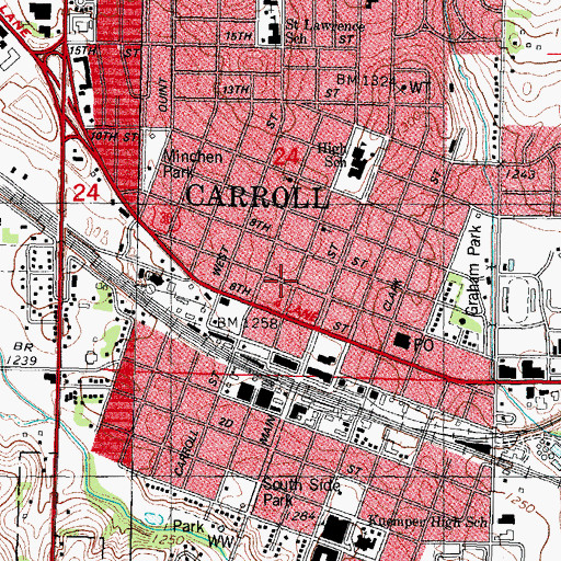 Topographic Map of Carroll Eye Clinic, IA