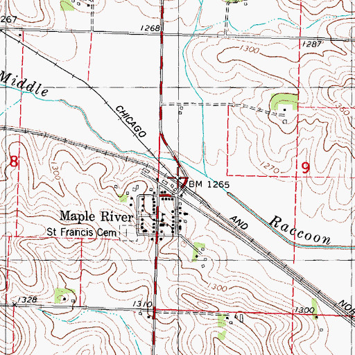 Topographic Map of Koster Grain Incorporated Elevator, IA