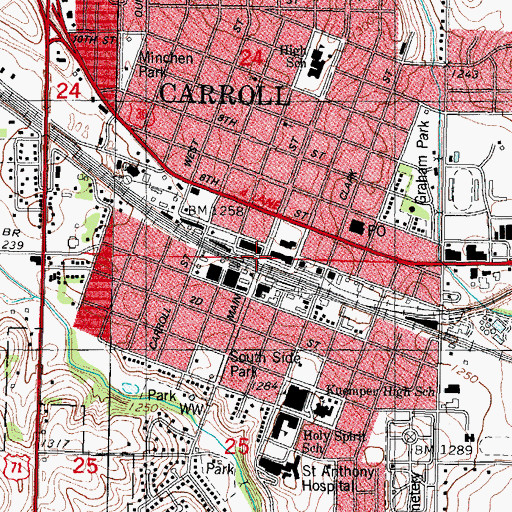 Topographic Map of Carroll, IA