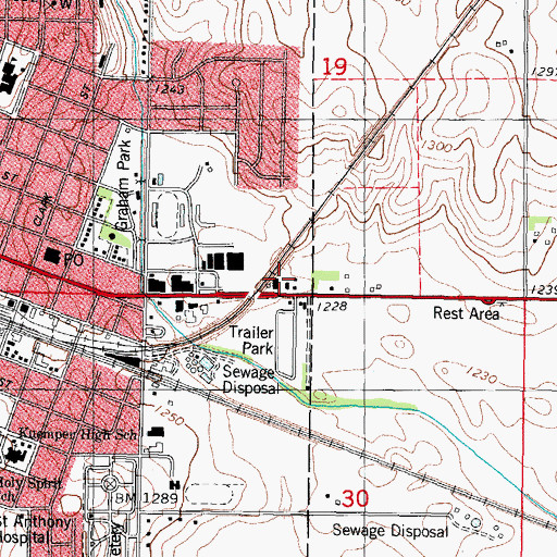Topographic Map of Carroll Baptist Church, IA
