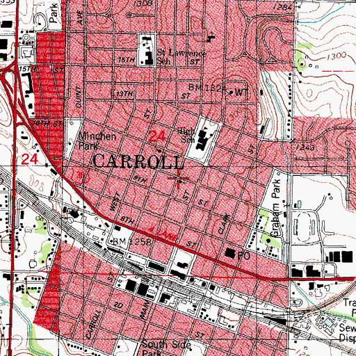 Topographic Map of Trinity Episcopal Church, IA