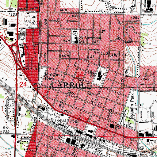Topographic Map of First Presbyterian Church, IA