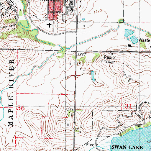 Topographic Map of Church of Christ, IA
