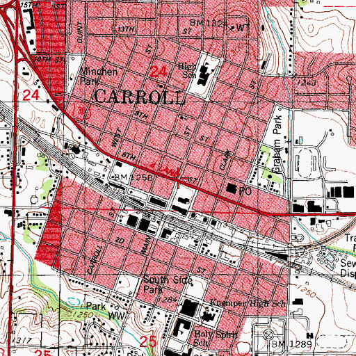 Topographic Map of Central Christian Church, IA
