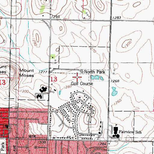 Topographic Map of Carroll Municipal Golf Course, IA
