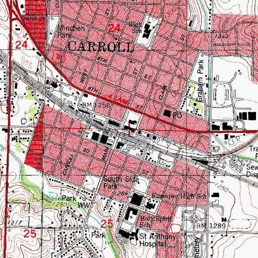 Topographic Map of Carroll Police Department, IA
