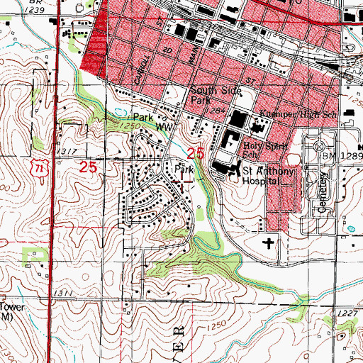 Topographic Map of Rolling Hills Park, IA