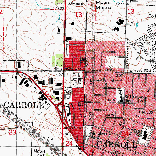 Topographic Map of Northwest Park, IA