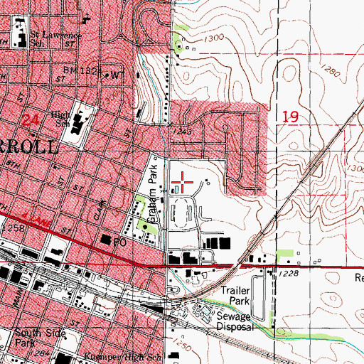 Topographic Map of Des Moines Area Community College - Carroll Campus, IA