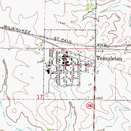 Topographic Map of Sacred Heart Church, IA