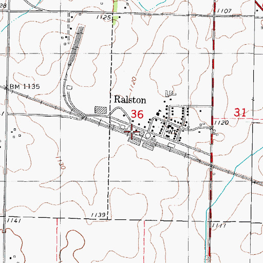 Topographic Map of Ralston (historical), IA