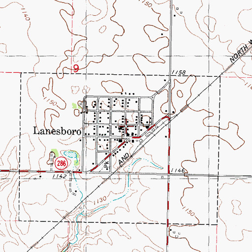 Topographic Map of Lanesboro Post Office, IA