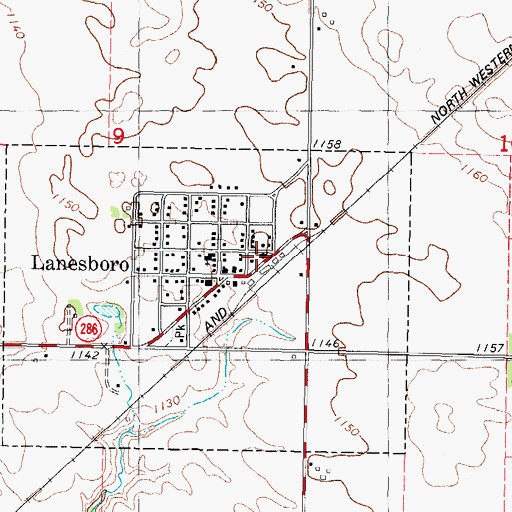 Topographic Map of Lanesboro Fire Department and First Responders, IA