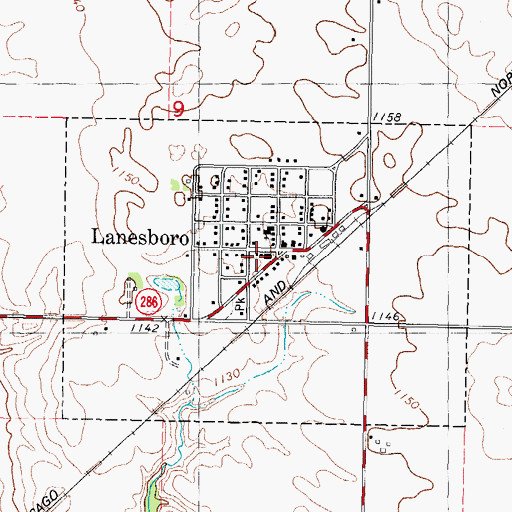 Topographic Map of Lanesboro (historical), IA
