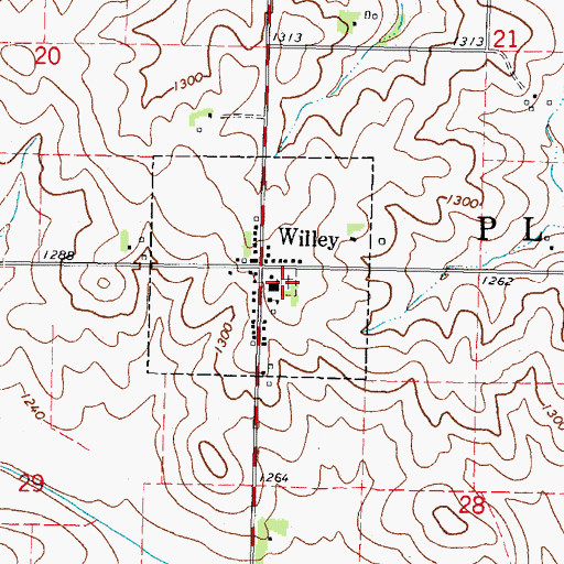 Topographic Map of Saint Mary's Catholic Cemetery, IA