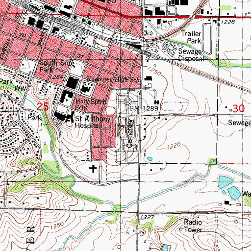 Topographic Map of Carroll City Cemetery, IA