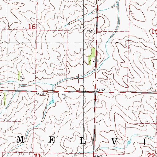 Topographic Map of Melville Post Office (historical), IA