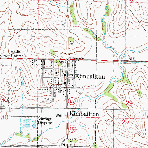 Topographic Map of Kimballton City Fire Department, IA