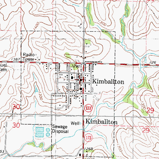 Topographic Map of Kimballton Town Hall, IA