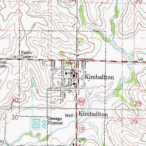 Topographic Map of Kimballton Post Office, IA
