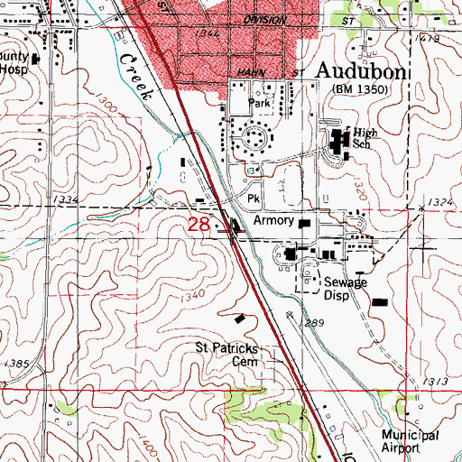 Topographic Map of Audubon Church of Christ, IA
