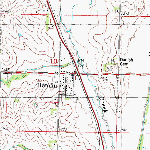 Topographic Map of Hamlin (historical), IA