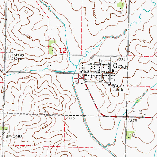 Topographic Map of Gray (historical), IA