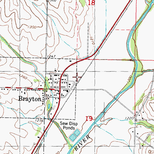 Topographic Map of Brayton (historical), IA