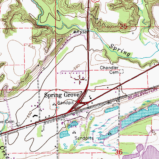 Topographic Map of Spring Grove (historical), IA