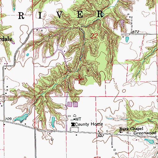 Topographic Map of Kevin J Gahn Wildlife Refuge, IA