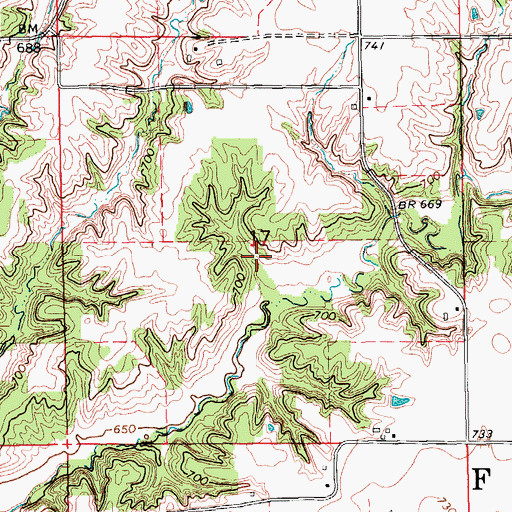 Topographic Map of Big Hollow Creek Recreation Area, IA