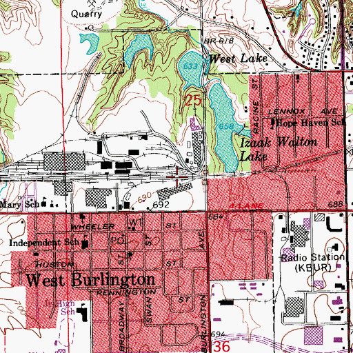 Topographic Map of West Burlington, IA