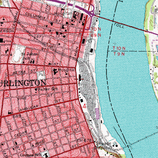 Topographic Map of Burlington, IA