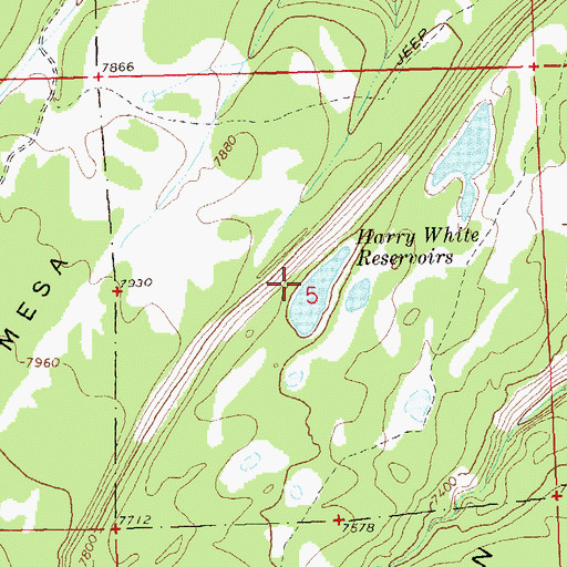 Topographic Map of Hawkins Reservoir Number 2, CO