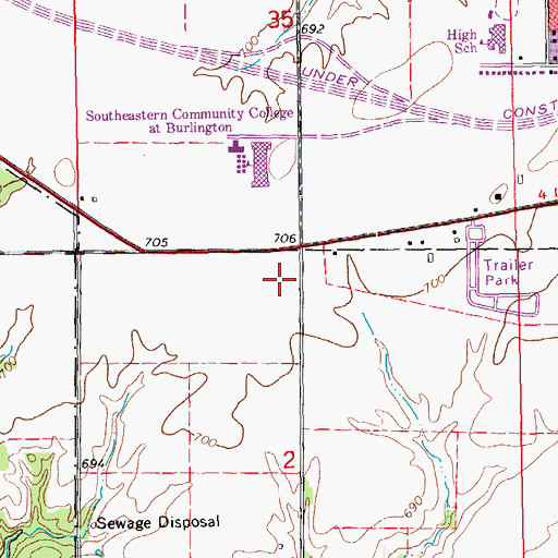 Topographic Map of Burlington Obstetrics and Gynecology Center, IA