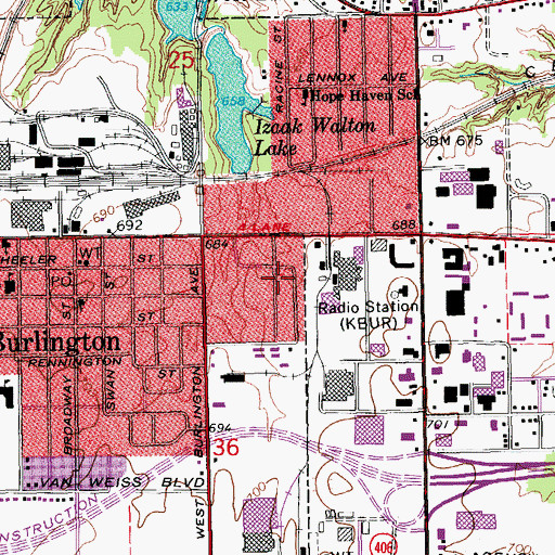 Topographic Map of Jehovahs Witnesses Church, IA