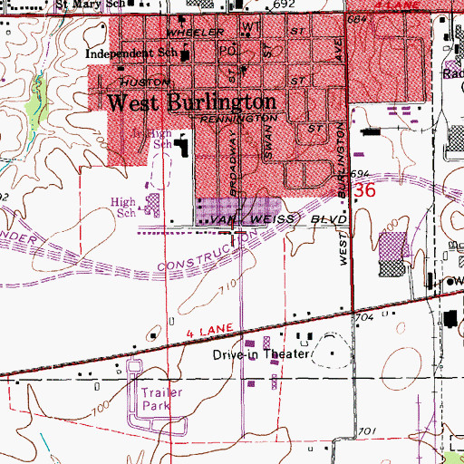 Topographic Map of Wings of Praise Church, IA