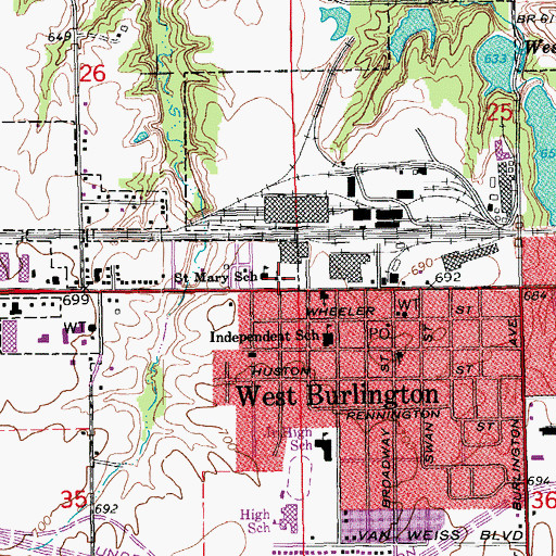 Topographic Map of Saint Mary's Church, IA